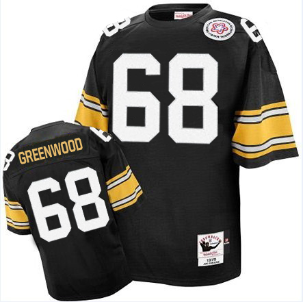 Men's Authentic L.C. Greenwood Mitchell and Ness Jersey Black Home - #68 Throwback NFL Pittsburgh Steelers